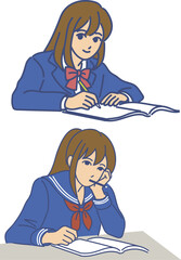 勉強する女子高生　eps