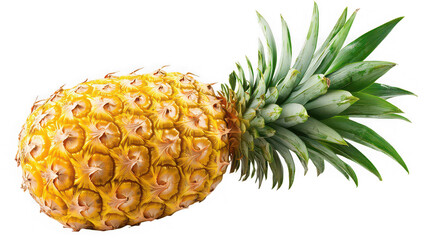 A vibrant pineapple with green leaves on transparent background