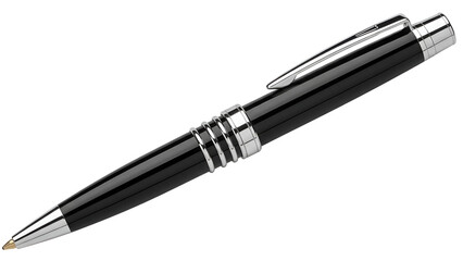 Black and silver fountain pen with metallic accents