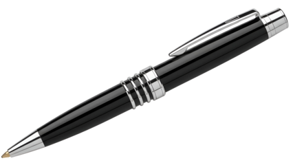 Black and silver fountain pen with metallic accents