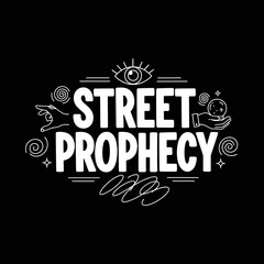 Obraz premium Street Prophecy mystical design with eye and hands.