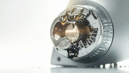 Precision Engineering: Close-up of a shattered device showcasing intricate internal components, a testament to mechanical precision.