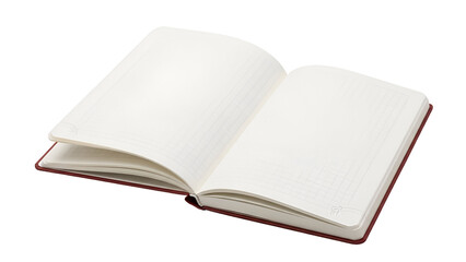Open Red Notebook with Blank Lined Pages on Black Background