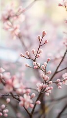 Whimsical boughs unfurl in soft, pastel hues, a gentle dreamscape captured with blurred background,  illustration,  enchanted