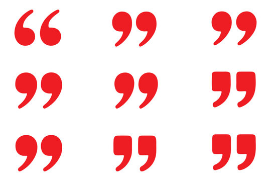 Quotation marks icon set vector collection black symbol illustration on transparent background