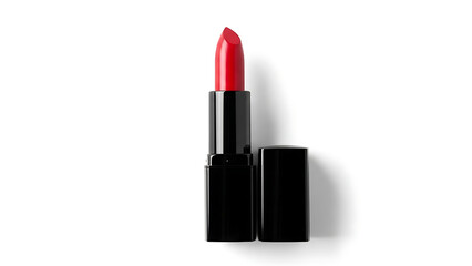 Red lipstick on white background