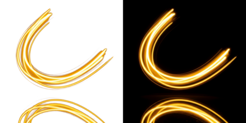 A mesmerizing display of golden light trails against a dark background