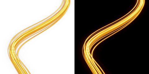 A vibrant display of golden light trails against a dark background