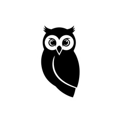 Silhouette of an owl isolated on white background, Vector