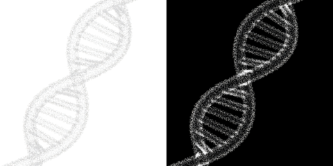 A detailed illustration of DNA strands against a black background