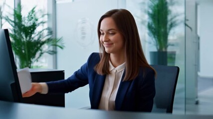 Smiling Receptionist Working in Modern Office | Daily Business Tasks
