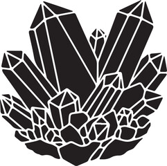 Black and White Crystal Cluster Illustration Art Design Element