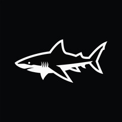 Obraz premium Stylized White Shark Silhouette on Black Background for Modern Design.