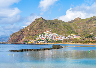 Landscape with Las Teresitas beach and San Andres village, Tenerife, Canary Islands, Spain