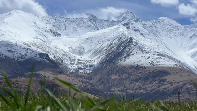Dargavsky (Green) Pass in North Ossetia, located between the Karmadon (Genaldon) Gorge and the Dargavskaya Basin. The Deep Dargavsky Gorge in Alania. The road is unpaved and has no barriers. 4К