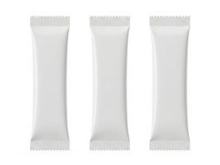 Three blank packets isolated on white background
