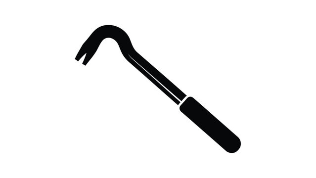 Black silhouette of a crowbar tool on white background industrial equipment icon