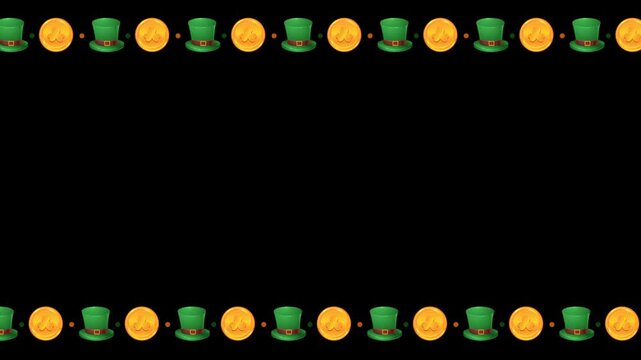 St. Patrick&rsquo;s Day border animation with Green Hats and Gold Coins