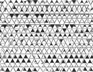 Dense network of black triangles arranged in rows, offset to create a complex, abstract geometric pattern