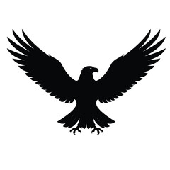 Obraz premium Black eagle silhouette with spread wings