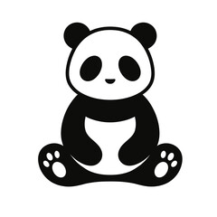 Sitting panda bear flat vector illustration