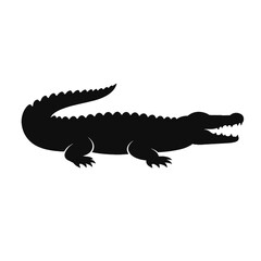 Silhouette of crocodile with open mouth
