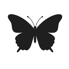 Black butterfly silhouette flat vector illustration