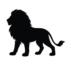 Silhouette of standing lion with mane