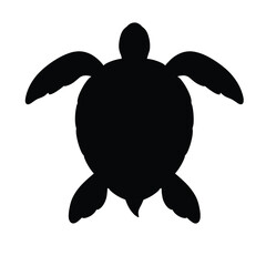 Silhouette of Sea Turtle Swimming