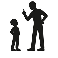 Silhouette of adult scolding standing child