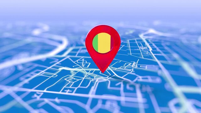 Mali Flag Pin Location On Digital Map Revealing By Cloth