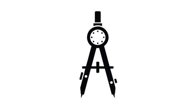 Black compass drawing tool with pencil tips and circular center on white background for drafting and design