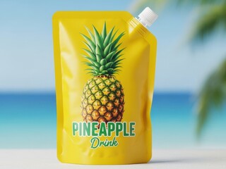 Pineapple drink pouch isolated on white background