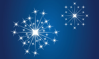 Blue Snowflake Pattern Background with White Winter Stars