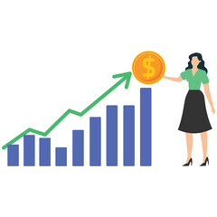 Businesswoman presenting growing profits with financial graph