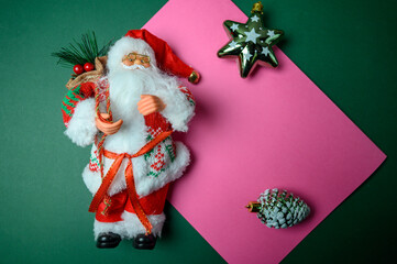 New Year Composition with Santa Claus and Text Space