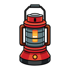 Modern Red Camping Lantern Icon with Battery Powered Design