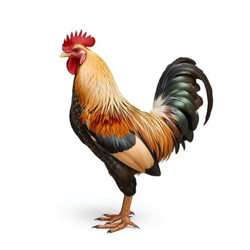 Serama Rooster Facing Left Isolated on White Background for Agriculture and Education