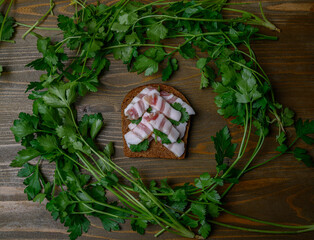 Holiday Open Sandwich with Lard Fir Tree and Parsley Accent