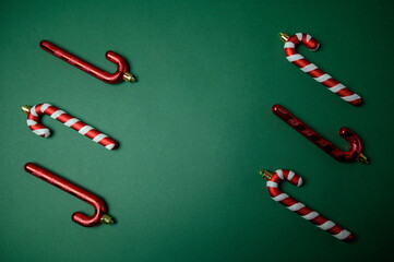 Christmas Ornaments on Green with Space for Text