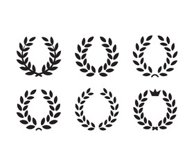 Obraz premium Collection of six black laurel wreath icons
