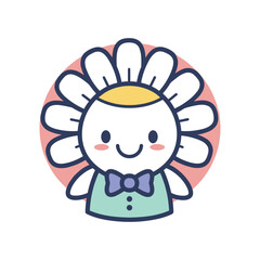Obraz premium Cute Cartoon Character with Flower Petals Illustration