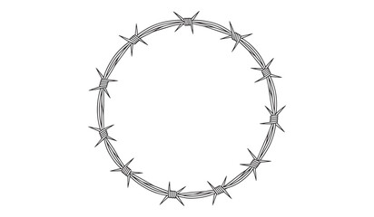 Barbed wire circle isolated on white background