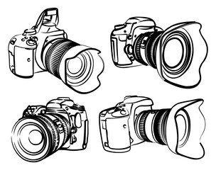 Sketches of SLR cameras. 