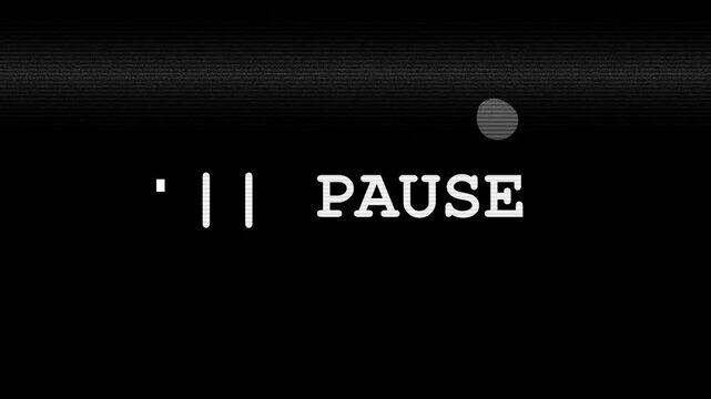 Retro VCR Pause Screen Overlay with Static Noise, VHS Tracking Glitch, Analog TV Interface, Home Video Nostalgia, 80s Camcorder Style, Seamless Loop Motion Graphics, and Editing Visual Effects