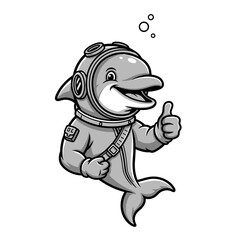 Funny cartoon shark fish character smiling in a cute vector illustration style
