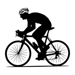 Naklejka premium Cyclist silhouette riding a bicycle with helmet and water bottle Vector