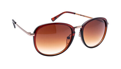 Stylish black summer sunglasses with dark protective lenses and an elegant plastic frame isolated on a white background as a fashion eyewear accessory