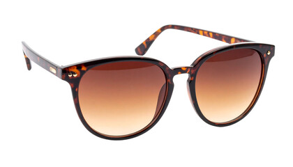 Stylish black summer sunglasses with dark protective lenses and an elegant plastic frame isolated on a white background as a fashion eyewear accessory