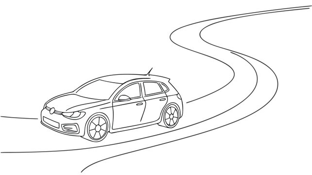 Minimal One Line Car Continuous Line Illustration